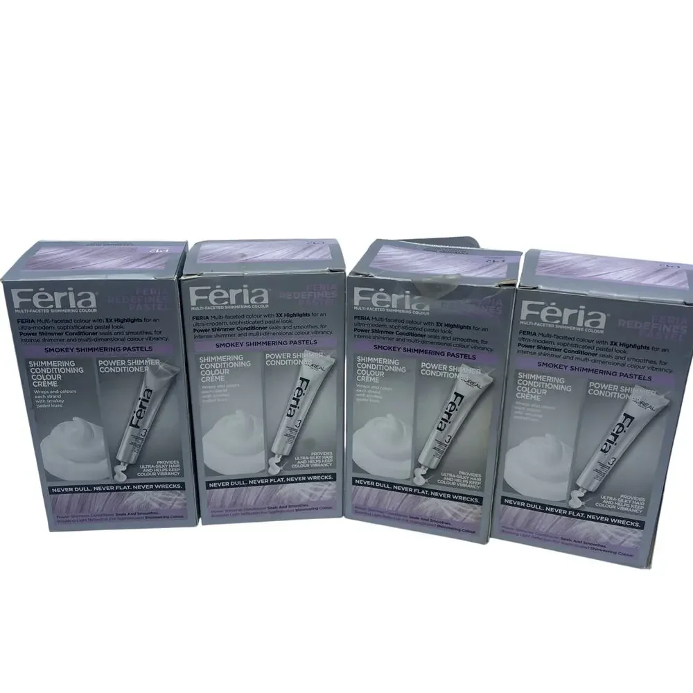 L'Oreal Paris Feria Pastels P12 Smokey Lavender Dusk Hair Color Lot of 4 New